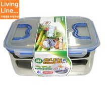 Living 은나노 항균 스텐 김치통 6L 김치냉장고 직사각 스텐 밀폐용기 냉장 보관용기[사이즈선택], 3호 7.3L, [ 1개 ]