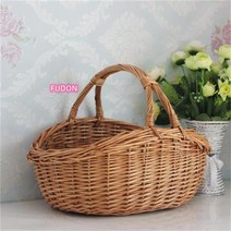 볼가 라탄 수제 피크닉 나무 과일 수납 바스켓 바구니 야식 바구니에 달걀 Esyuse 증정, 01 원목색
