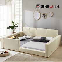 세진침대 아리엘 LED 수납 범퍼형 패밀리침대+솔리드7존40T 매트리스, 아리엘 범퍼패밀리침대+솔리드7존40T(아이보리)