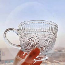 홈카페 손잡이 해바라기 유리 커피잔 아이스 티잔, 1개