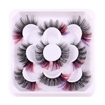 5 Pairs 3D Faux Color Lashes Soft Wispy Natural False Eyelashes Curly Extension, 스타일 5025