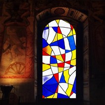 스테인드글라스시트지 교회 성당 모자이크 풍경시트지 컬러 차단 창문필름 스티커, 50x80cm, U129