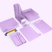 파스텔 신입 사원 웰컴 키트 선물 패키지 8종 퍼플 문구류 박스 스테들러 문구 사무용품 파일 꽂이 화일 케이스 지우개 연필 클립보드 펜 트레이 받침 데스크 테리어
