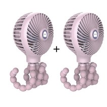 다세코 DSCUBE 3단 휴대용 핸디 집게형 문어발 탁상 귀여운 유모차선풍기, 2개, 핑크