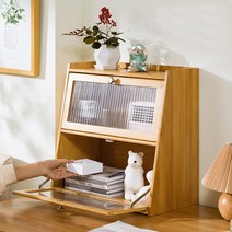 홈카페수납장 카페장 그릇 커피 우드쇼케이스 레트로, 2층순수대나무 길이50높이27깊이25투명도어