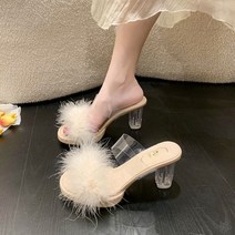 여성 하이힐 투명 통굽 뮬 샌들 발편한 스트랩 슬리퍼 샌들 여름 여자 오픈토 샌들 오피스룩9cm/11cm