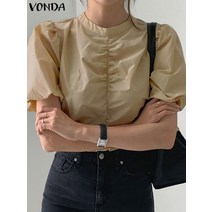 VONDA 여름 여성 반팔 블라우스