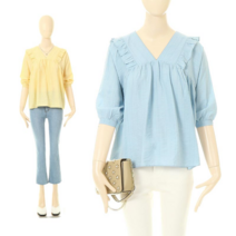 샐리 샐리 브이셔링7부블라우스_I3B-IBL009