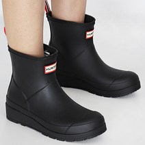 헌터 WOMENS Original Play 숏 레인부츠 블랙-앞 HUNTER 로고