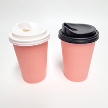 테이크아웃 13온스 종이컵 코랄핑크칼라100개+뚜껑100개 세트상품, 13oz 코랄핑크컵100개+10/13개폐 화이트100개