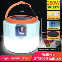 300W 태양 LED 캠핑 빛 USB 충전식 전구 야외 텐트 램프 휴대용 랜턴 바베큐 하이킹에 대 한 비상 조명, 03 Type C