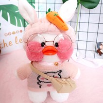 PKTOYS 소녀하트 캐릭터 큐티덕 피규어 숄더 겸 크로스백 깜짝 변신빵빵덕오리인형 옷, 수박 레드, 핑크 오리 30cm