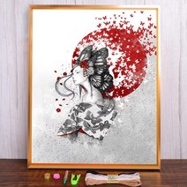 보석십자수 창업 도구 일본어 게이샤 인쇄 캔버스 11CT 크로스 스티치 전체 키트 자수 그림 뜨개질 수공예, HMA65926_30x40cm_11CT 면사