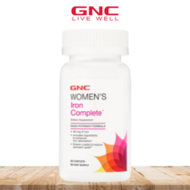 GNC 여성용 철분 엽산 비타민 C B12 아스코르빈산, 1개, 60정