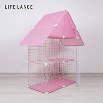 라이프란스 고양이 빌라 아파트 고양이집 애완동물 울타리 캣타워 초대형케이지 캣츠빌 반료묘 집 가정용 실내 고양이하우스 캣 냥이집, 2층 2X1열 2문 지붕형(75x37x111cm)
