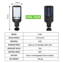 LED 전광판 360 ° 태양 LED 화환 가로등 벽 램프 PIR 센서 제어 야외조명, 18LED, 협력사