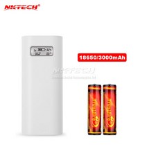 NKTECH 외부 파워 뱅크 18650 배터리 USB LCD 충전기 박스 메이트 20 P20 프로 아이패드 에어 아이폰 호환 X 안드로이드 셀 MP3 1A 2.1A, [02] WT With 2X 3000mAh