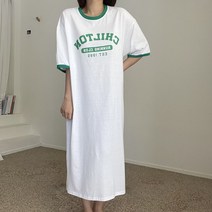 에이치스 편한룩 이지룩 심플 배색 박시핏 반팔롱원피스