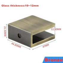 징크판넬 각파이프 알루미늄판(에서 선박 us) 유리 클립 고정 샤워 욕실 파티션 브래킷 (GC-03), 08 Bronze_01 10-12mm
