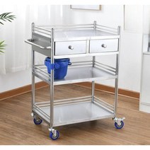 병원 웨건 이동식 드레싱카트 수술 장비 의료 카트 트롤리 간호 드레싱카 2단 3단, 대형 3층 모델(더블 서랍)