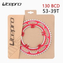 Litepro-53-39T 로드 바이크 크랭크 체인링 알루미늄 합금 CNC 9/10/11 단 접이식 자전거 더블 휠 라이트프, 02 Red, 1개