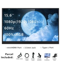 보조모니터 15.6 인치 4K 600NIT 휴대용 모니터 UHD 60Hz 100% sRGB 게임용 보조 화면 Xbox 스위치 PS4 PS5 조명 패널 -c HDMI, [01] 15.6IN 1080p 60Hz