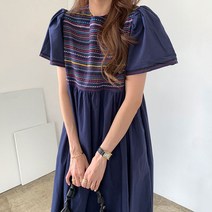 빈티지 스트라이프 여성 네추럴 반팔 롱 원피스 차정원 한지민 패션 스타일