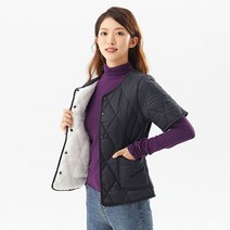 ANYOU 여성 캐주얼 두톰한 기모 안감 겨울 반팔 패딩 이너 빅사이즈