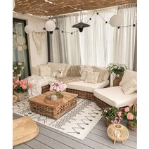 라탄테이블 야외 안뜰 심플 레저 소파 테이블 방수 및 자외선 차단 등나무 정원 가구, 7.suit   B