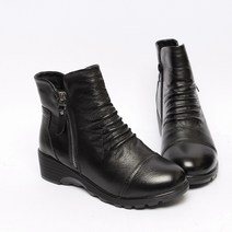 중년여성 엄마 천연가죽 명품 앵글부츠 수제화 방한부츠 발편한 4.5센치 몰드창