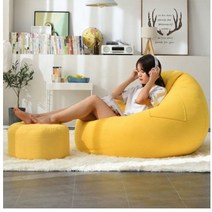 빈백소파 1인용 모찌 대형 빈백 풋스툴포함, 오렌지/소형(70x80cm)