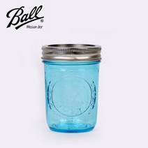바보사랑 볼 메이슨자 블루 중사이즈 유리병 하프파인트 8oz(224ml) 1p.디자인에버, 7_볼메이슨블루로고레귤러뚜껑밴드6P세트