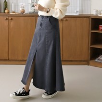 다와몰 [사은품증정] / 536 마리투버튼 히든밴딩 롱스커트 / S M L XL XXL 3XL / 다크그레이