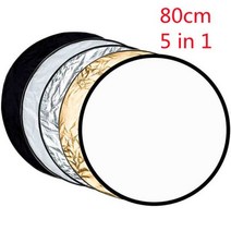 60/80/110cm 5in1 라운드 사진 반사판 스튜디오 골드 실버 화이트 블랙 반투명 휴대용 접이식 핸드 헬드 멀티, 80cm, 1개