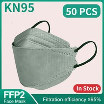 물고기 마스크 KN 마스카라 F 성인 orandi FF a k 레이어 FF 승인 얼굴 FF 호흡기 입 커버 a que, 16 50PCS Green
