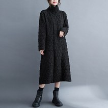 퀼팅원피스 캐주얼 가을과 겨울 의류 기질 복고풍 절반 목 누비 이불 드레스 여성 대형 바닥 드레스 M1474