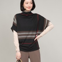 애비뉴투지 엄마옷 체크 가오리 반목 반팔 여성 봄 가을 조끼 베스트 V01362