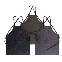 HACHO_ 쿠킹앞치마 방수앞치마 앞치마 린넨앞치마 가정용앞치마 멀티앞치마, 워싱캔버스앞치마_카키차콜