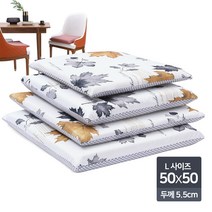 다니카 메모리폼 양면방석(50x50cm 높이5.5cm 5LA-L) 메쉬 패브릭 의자 방석 쿠션 차량용 식당 거실 교회, 11-5LA-L (화이트앤베이지)