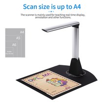 북스캔 Aibecy-BK34 휴대용 문서 카메라 스캐너 고속 5MP 최대 A4 사이즈 책 LED 지원 7 개 언어 사무실용, 한개옵션0