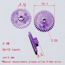 1+2 랙기어 36102b 0 4m 보라색 36 10 치아 플라스틱 더블 데크, 36t-10치아, 2.05mm