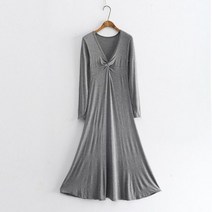 여성을위한 맥시 드레스 캐주얼 v 넥 a 라인 긴 소매 봄 모달 코튼 비치 블랙 여성 Vestidos 의류
