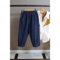 나무옷장 003 허리밴딩 밑단다트 8부 배기데님팬츠