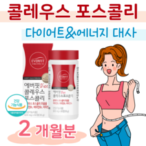 콜레우스 포스콜리 하루 2알 운동 병행 다이어트 체지방 감소 도움 20대 수험생 공시생 취준생 몸매 관리 건강 관리 다이어트 비타민B 에너지 생성 홈쇼핑 영양제 성분 가격 비교, 2달치, 600mg x 60정 (하루2정)