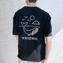 베럴댄나우 남녀공용 고래 프린팅 오버핏 반팔티셔츠