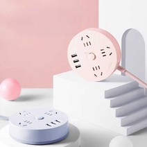 플러그인 중국 유럽 미국 호주 일본 멀티탭 다기능, 흰색  3플러그 + 3 USB  - 1.8m