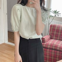 리버 퍼프 반팔블라우스(하객룩 봄)