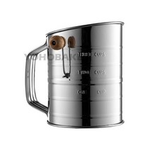 소분기 디스펜서 소분기계 포장 계량 회전식 손 가루 여과기 과자 도구가있는 가루 설탕, 16.7cm