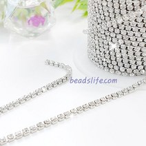 비즈라이프 큐빅 체인 촘촘 줄난 스톤 20cm 6mm평 지구볼, 1봉, 1.5mm백금도금