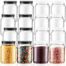 Tanlade 플라스틱 병 보관 용기 밀폐 투명 넓은 입구 슬라임 뚜껑 포함 빈 공예용 건조 식품 버터 꿀 341581